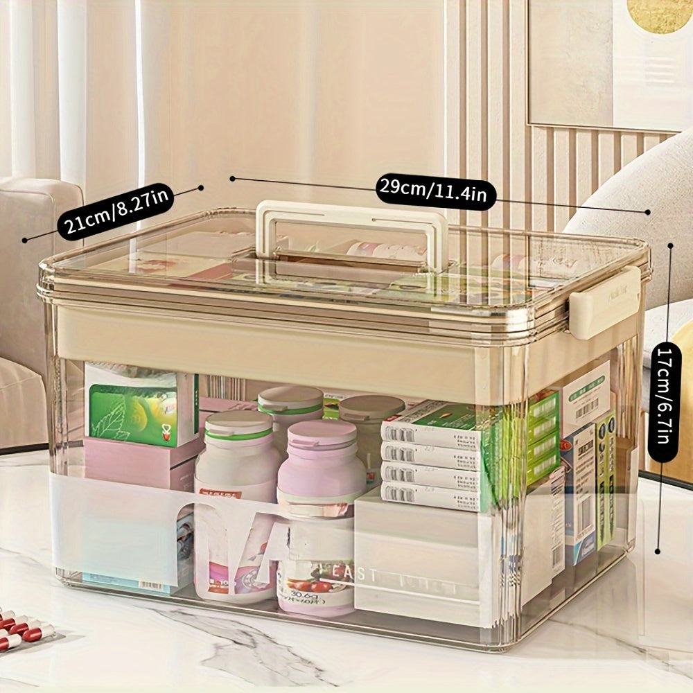 Multi-Layer Large Capacity Home Medicine Box|Compartment Storage for Emergency & Backup, Shockproof Design for Quick, Hassle-Free Access(translucent gray)