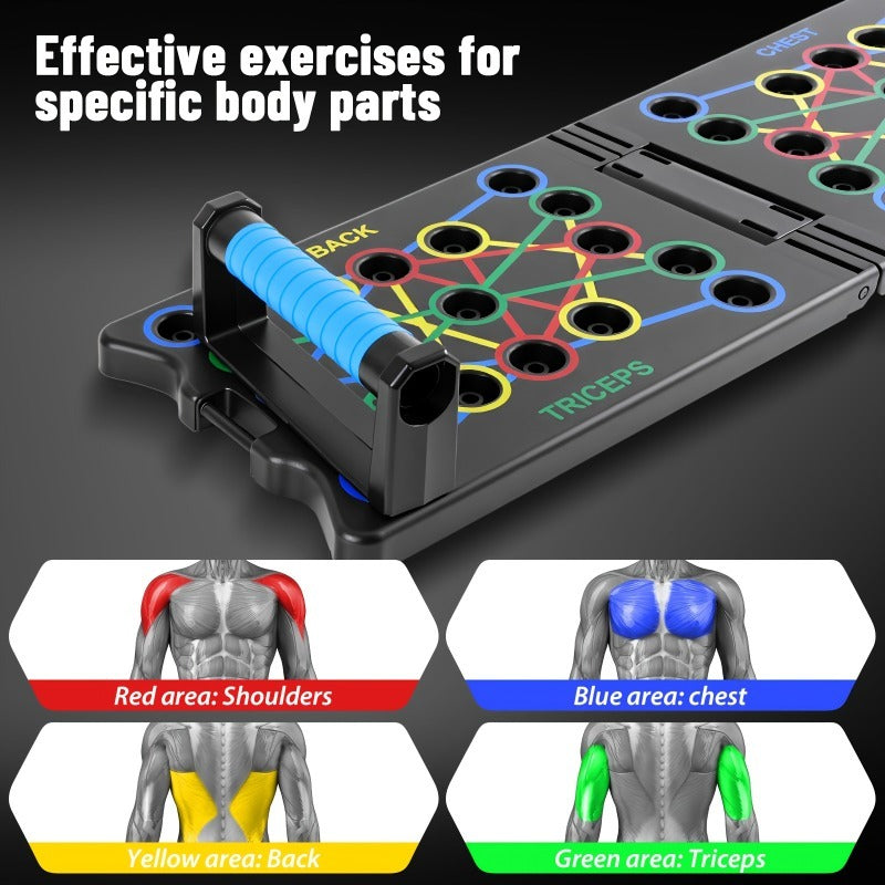 Multifunctional Folding Push-up Board, Home Fitness Push-up Stands, Versatile Home Exercise Equipment. It helps exercise and strengthen shoulders, chest, back, and triceps, improving overall fitness.