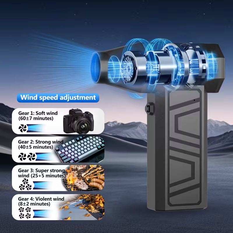 Wireless turbojet dust collector, 130,000 RPM power, lightweight ABS jet hair dryer, a multi-scenario cleaning tool for home, office, car and camping