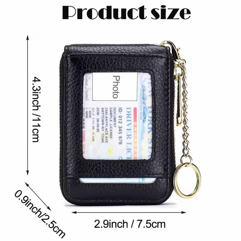 Casual style multi-compartment zipper wallet: Cards and loose change are neatly sorted