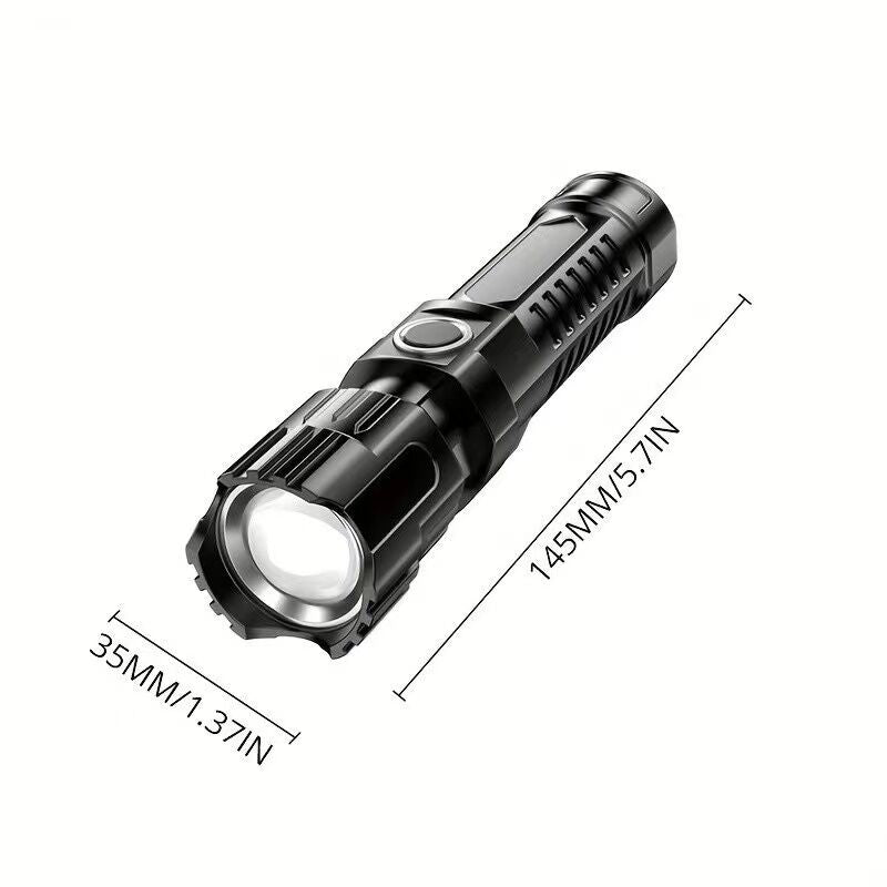 1 USB rechargeable flashlight, ultra-bright LED handheld outdoor emergency light, with telescopic zoom, wide beam, 1800mAh lithium battery, 150 lumens, suitable for camping, hiking, exploration and daily use, camping flashlight