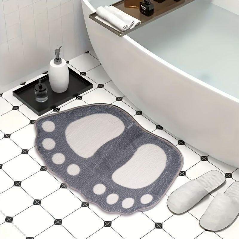 Faux Wool Bathroom Mat Super Absorbent Mat Paw Shaped Mat Non Slip Mat Machine - Blue - Size 80-120cm