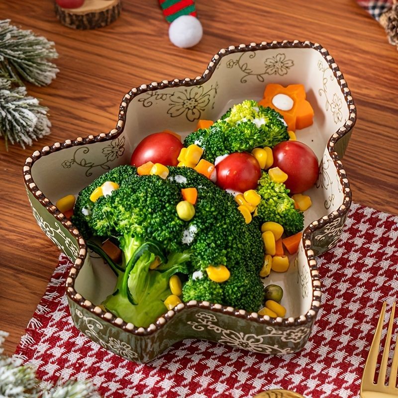 Christmas baking dish, ceramic baking ware, festive tableware, food-grade baking dish, heat-resistant dish, holiday dinnerware, Australian kitchen, Christmas gift idea, ceramic bakeware Australia - Green - Size 800ML