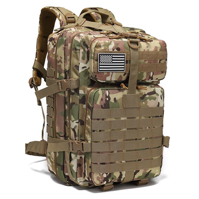 Tactical Backpack Travel Backpack Outdoor Backpack Durable Backpack Organized - Brown - Size Routine 45L
