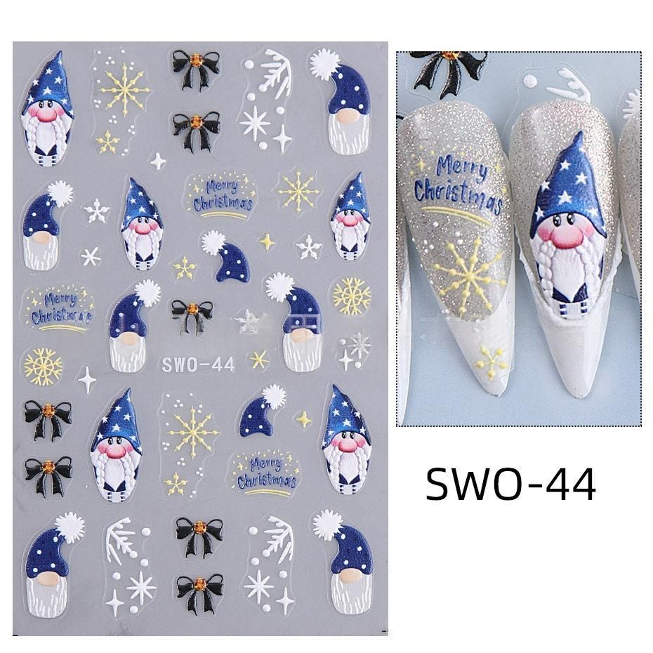 Christmas Nail Stickers Holiday Nail Art Festive Nail Decals Self-Adhesive Nail - Multi-color - Size SWO-43