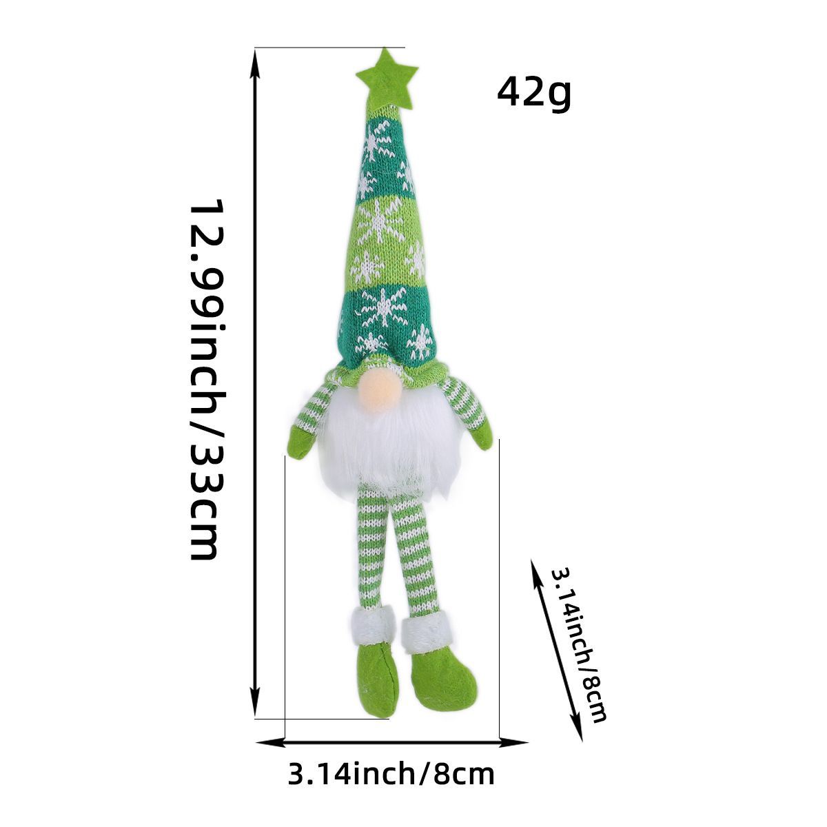 Christmas decoration, knitted forest man, sitting Christmas ornament, Christmas lights, festive decor, holiday decor, Australian Christmas, indoor Christmas decoration, covered outdoor decoration, LED decoration - cap - Size 3PCS