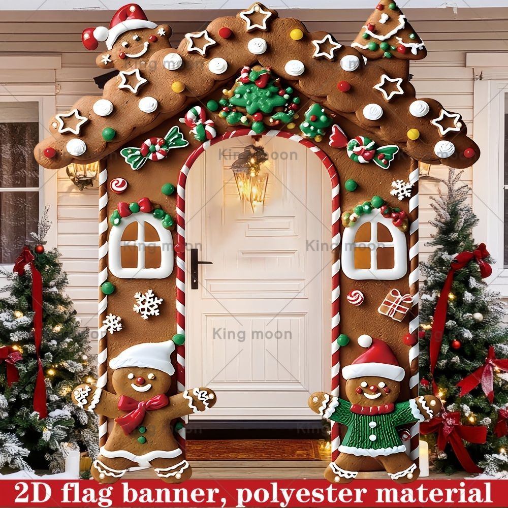 Christmas Decoration 2D Flat Banner Merry Christmas Archway Front Porch Decor - 08 - Size 180-200CM