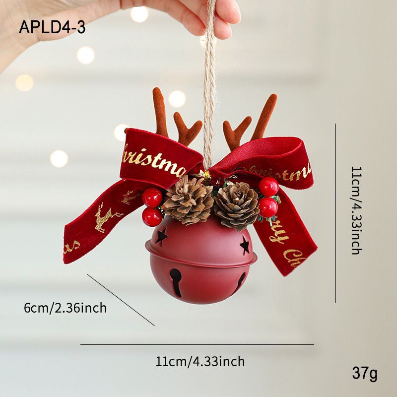 Vintage Metal Christmas Bell Floral Christmas Decorations Red And Gold - Multi-color - Size APLD4-4