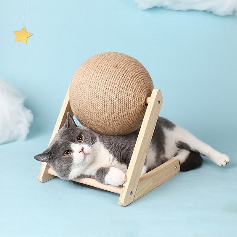 cat scratching post, vertical cat scratcher, debris-free cat post, cat self claw sharpener, cat exercise toy, durable cat scratching post, Australian cat accessories - Khaki - Size L