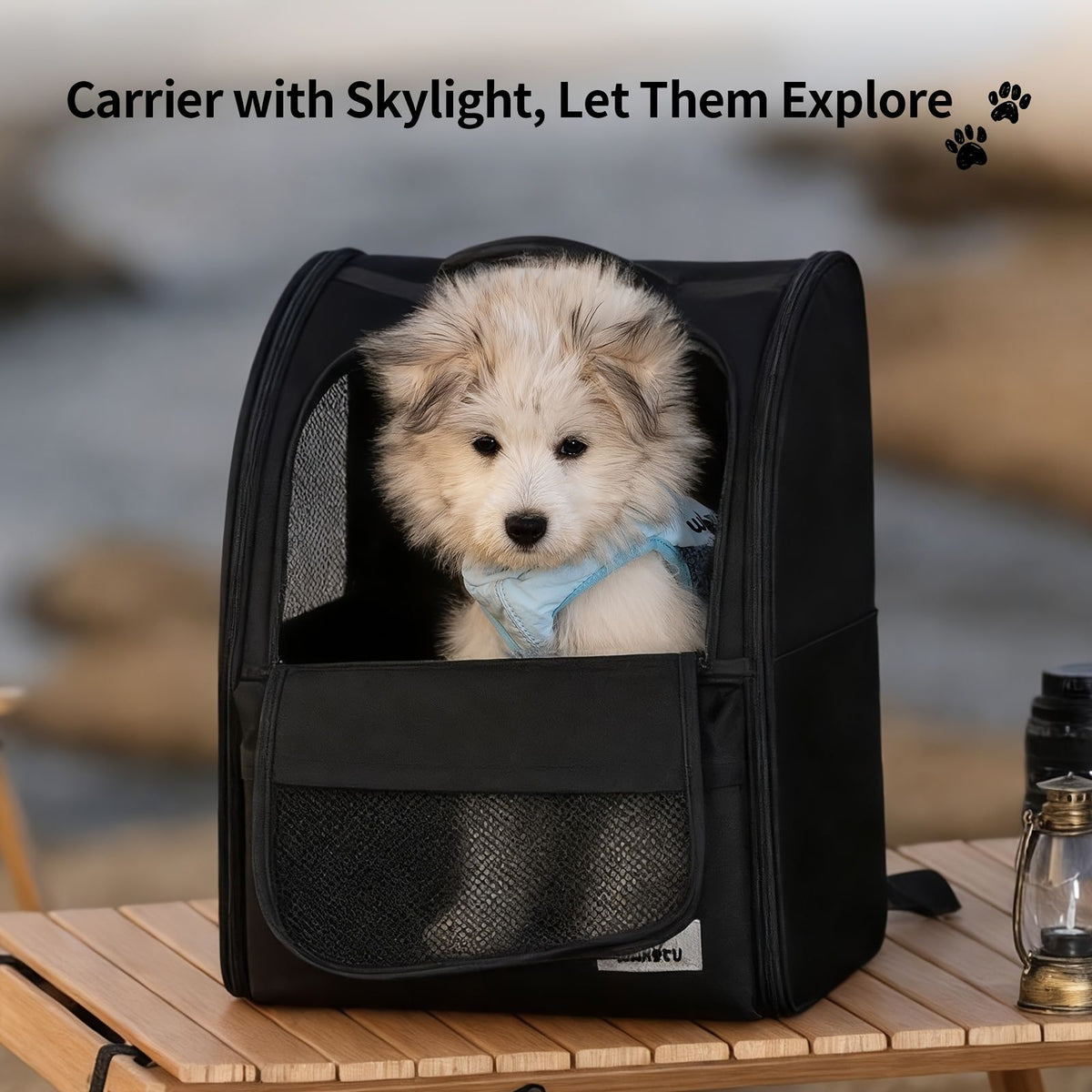 Black Blue dog carrier, skylight dog carrier, pet transport, small dog carrier, dog travel accessory, high-quality dog carrier, Australian pet carrier, small pet carrier