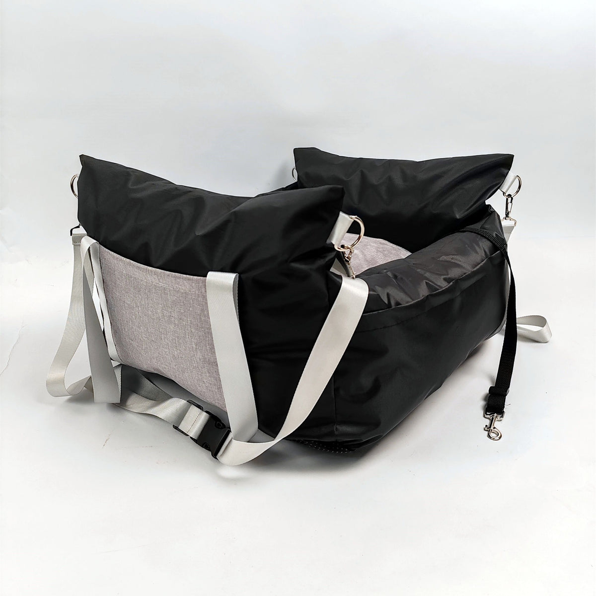White car dog bed, dog carrier for car, pet travel accessories, dog transport in car, dog car seat, dog travel bed, Australian pet travel, secure dog carrier