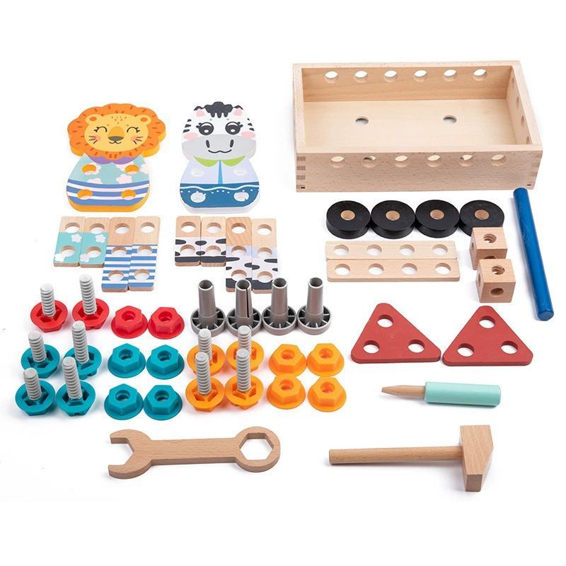 wooden toolbox, animal themed toy, building set, kids construction toy, fine motor skills, creative play, educational toy, birthday gift, Children's Day gift, Australian toy - Multi - Size 11