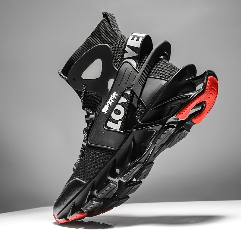 Men'S Casual Shoes Blade Style Shoes Breathable Sports Shoes Shock Absorbing - Black - Size 42