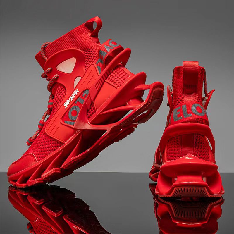Men'S Casual Shoes Blade Style Shoes Breathable Sports Shoes Shock Absorbing - Red - Size 43
