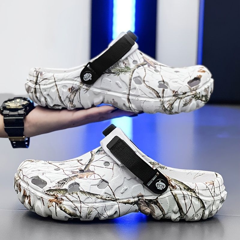 Men'S Summer Mules Beach Shoes Thick-Soled Mules EVA Shoes Anti-Slip Shoes - Khaki - Size 37