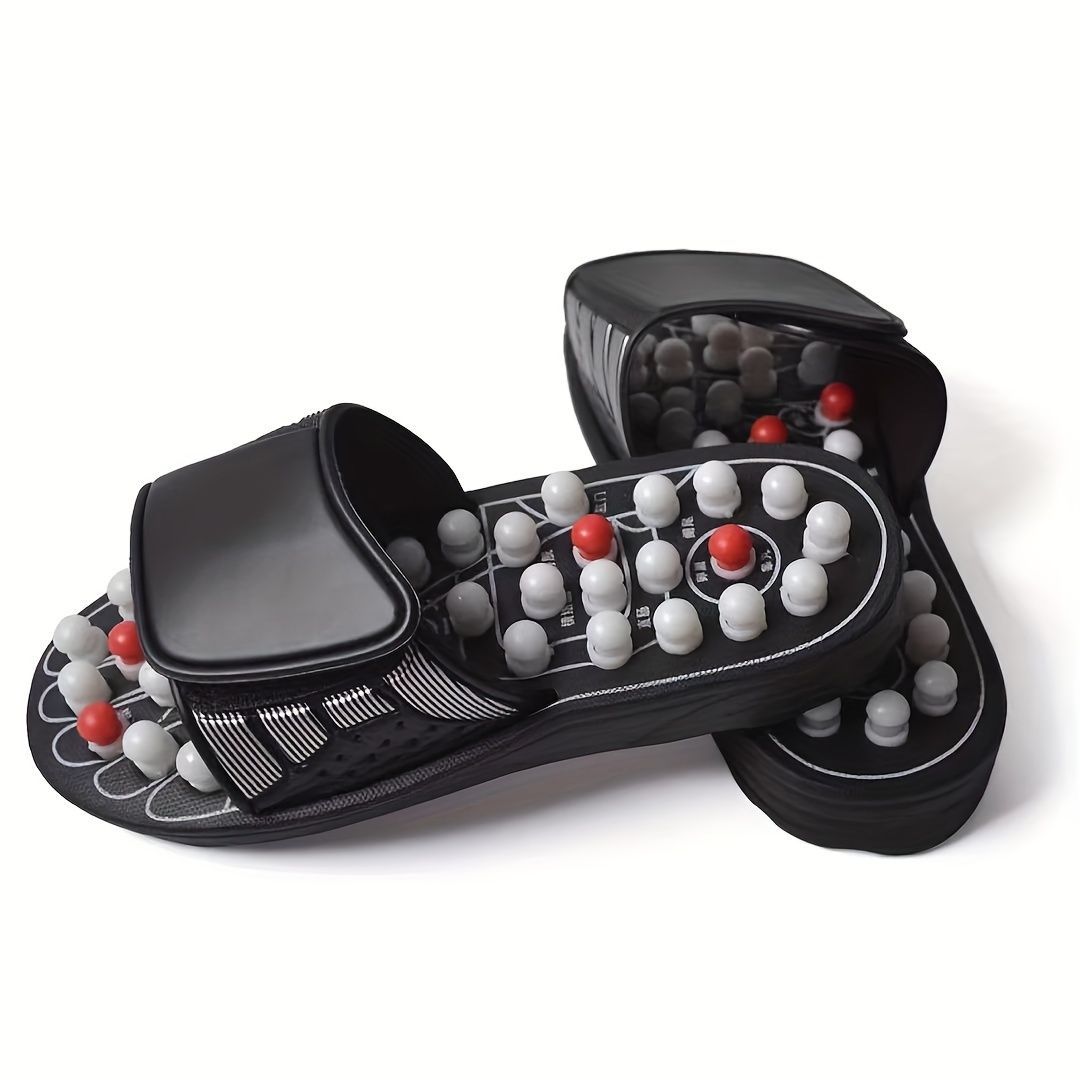 Japanese Acupressure Slippers Rotating Massage Slippers Reflexology Slippers - Black - Size 40