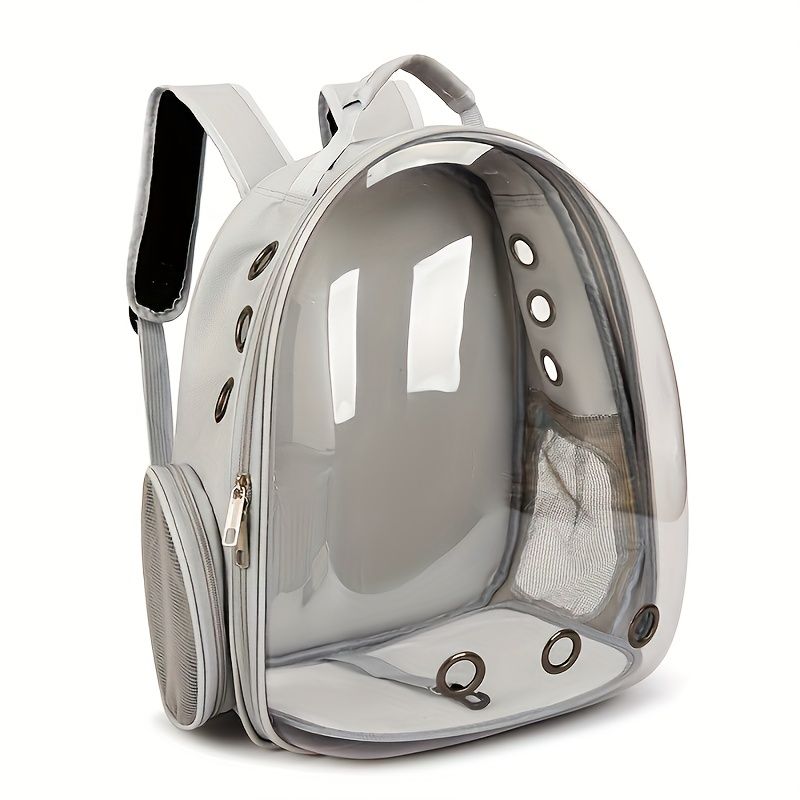 (GREY)Replacement Transparent Pet Backpack with Zipper Closure - Heavy-Duty Structure, Ventilated and Padded Lining - Portable Travel Carrier for Cats, Small Dogs, Airplanes, Trains, Cars - Safe and Comfortable Carrier Backpack for Busy Pet Owners - Ideal
