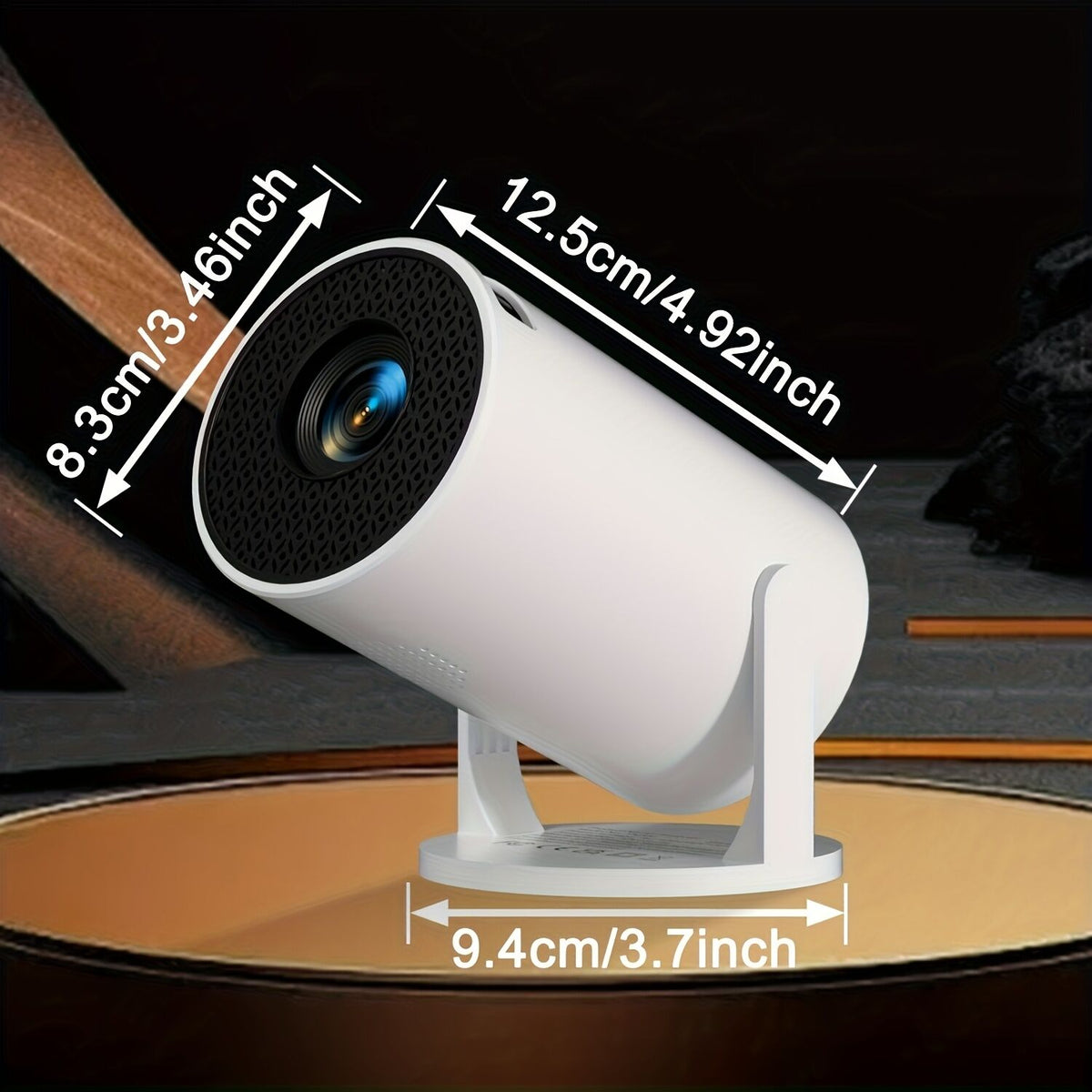HY300 Pro mini portable projector, native 1280 * 720P support 4K / 350ANSI smart projector, with WiFi 6 BT 6.0, Screen adjustment, 180-degree rotation, home video projector with Android 11. 0 operating system built-in