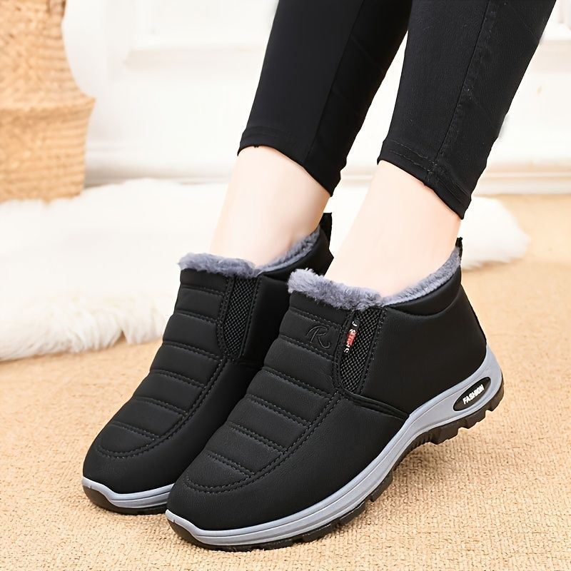 Unisex Furry-Lined Ankle Boots - Black - Size 7(AU7/EU38)