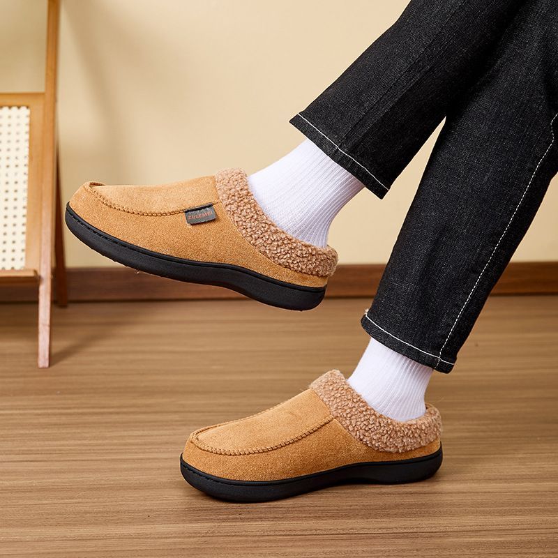 Men's Suede Slippers with Fleece Trim - Blue - Size 9(AU9/EU42)