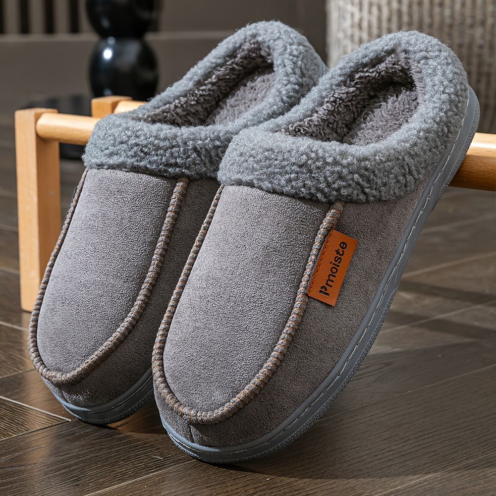 Men's Suede Slippers with Fleece Trim - Blue - Size 9(AU9/EU42)