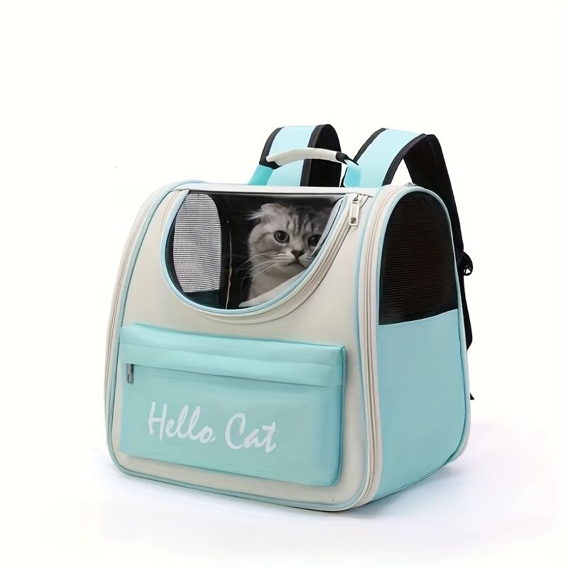 Hello Cat Nylon Pet Backpack, Large Capacity Foldable Travel Carrier with Zipper Closure, Easy Access for Cats and Small Dogs, Pet Travel Bag with Handle for Puppies and Kittens(YELLOW)