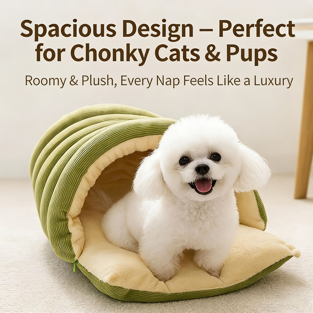High-Elasticity Warm Cat Bed: 45×30×19cm Wrapped Design, Striped Fleece + Arctic Fleece Heat Retention, Removable & Washable(light purple)