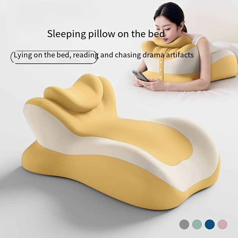 Bed Stomach-Sleep Pillow - Multi-functional Prone Position Pillow for Stomach Sleeping, Phone Use, Reading, Couples Fun Play, Intimacy Aid for Couples, Bed Hip Elevation Tool, Pā Pā Pillow(BLUE)
