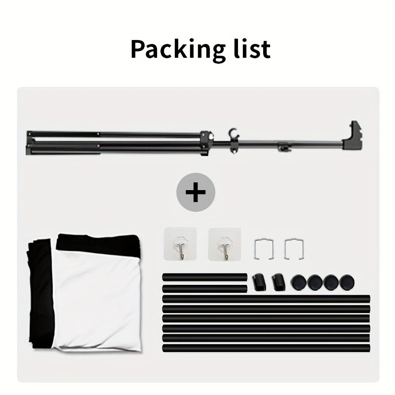 120in Portable and mobile projection screen with tripod stand, 16:9 HD format, suitable for home theater and indoor wall mounting. Made of polyester fabric, easy to set up and use. Ideal for office presentations and home entertainment, ready to use right