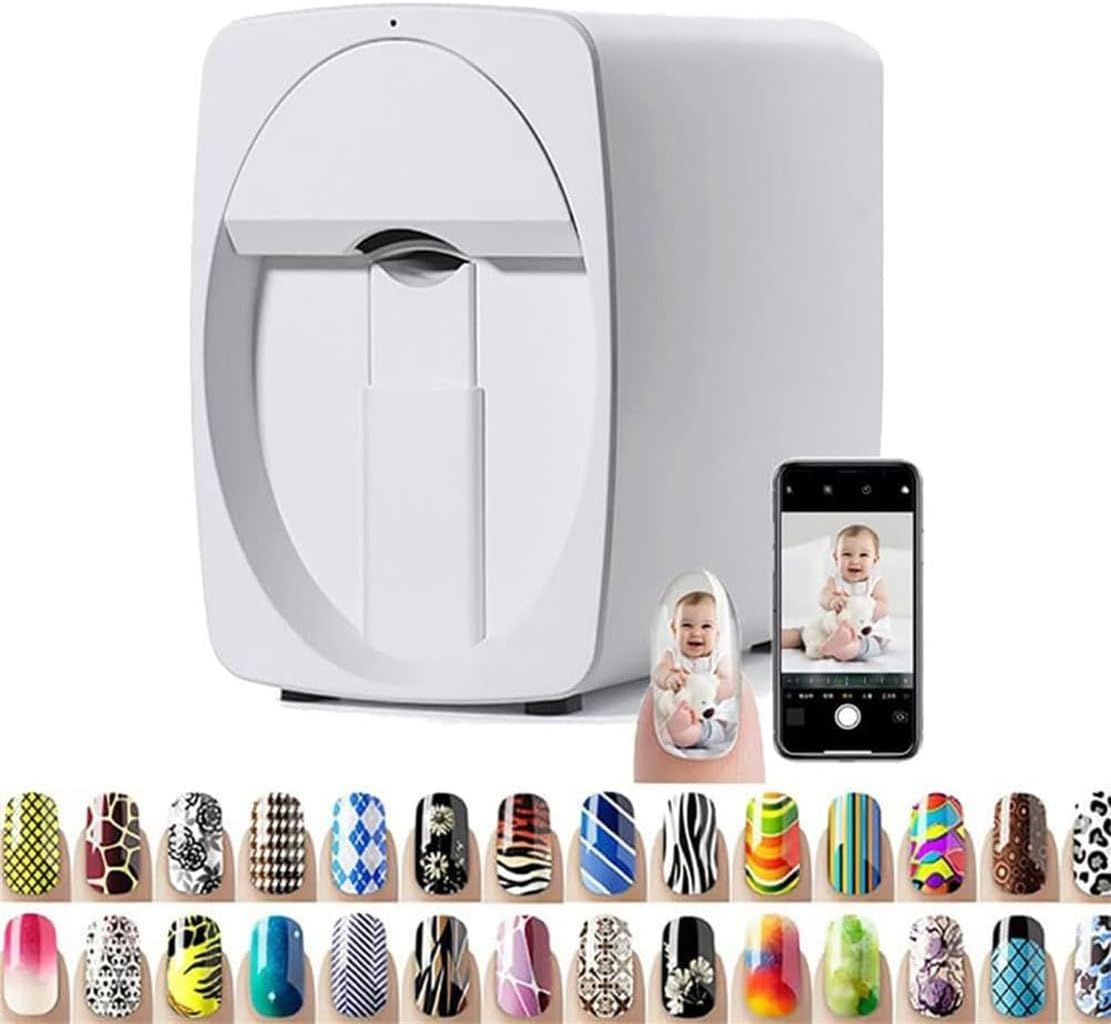 Nail Printer Nail Art Printer Machine Kit-Impresora De UñAs Pro,3D Fingernail Printer Machine for Salon&Home-WiFi/DIY Design| Pg4 Gel,Fm10 Ink, Base/Cleaning Glue - Pink - Size Nail art machine