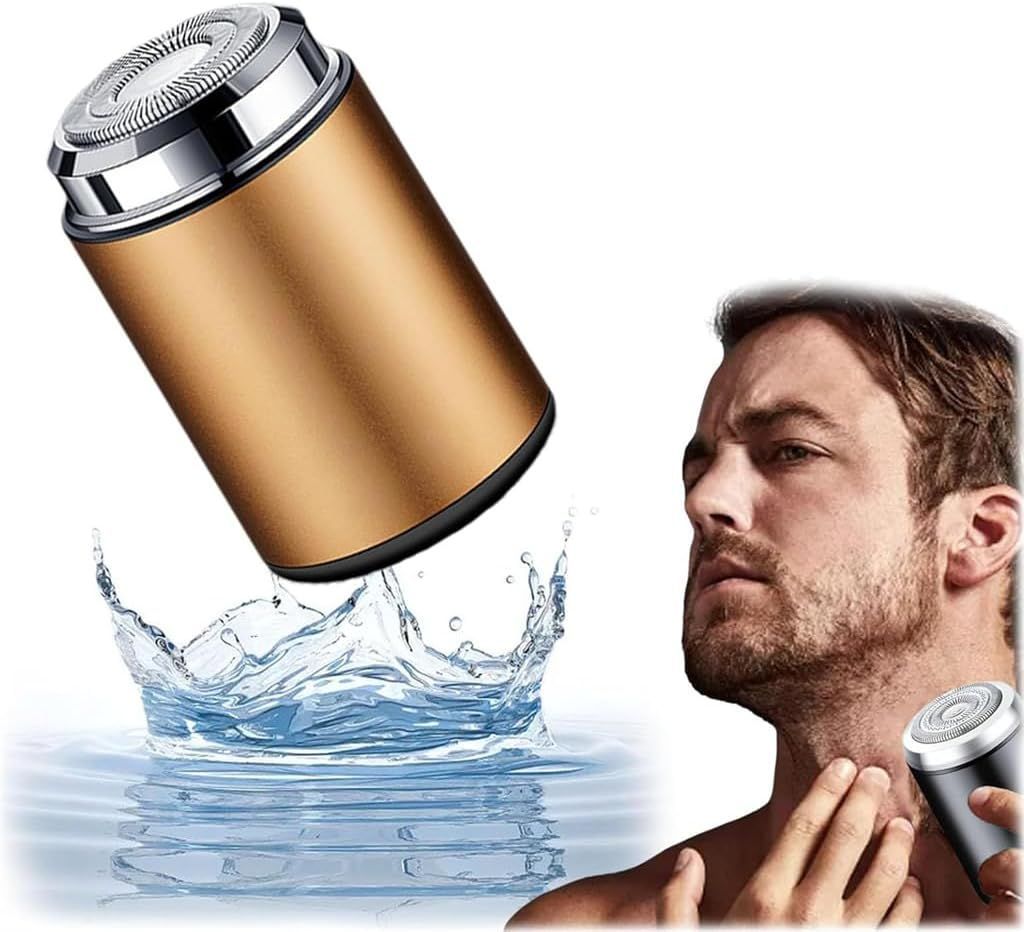 Mini Electric Shaver, Mini Portable Electric Shaver, Mini Shaver for Men, USB Rechargeable Waterproof Shaver - Gold - Size 57mm*42mm