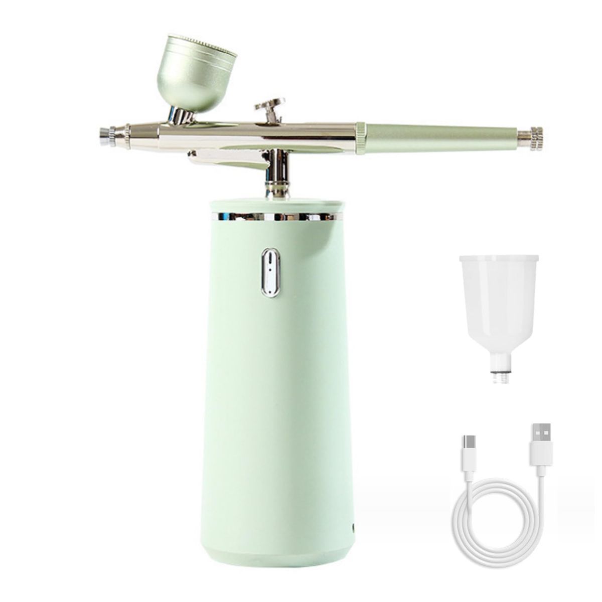 Nano Facial Steamer - Rechargeable & Portable High Pressure Face Oxygen Sprayer Machine, 0.3mm Nozzle Micro Mist Skin Hydrator, Essential Water Infusion Facial Spa Treatment - Green - Size 52*150*150mm