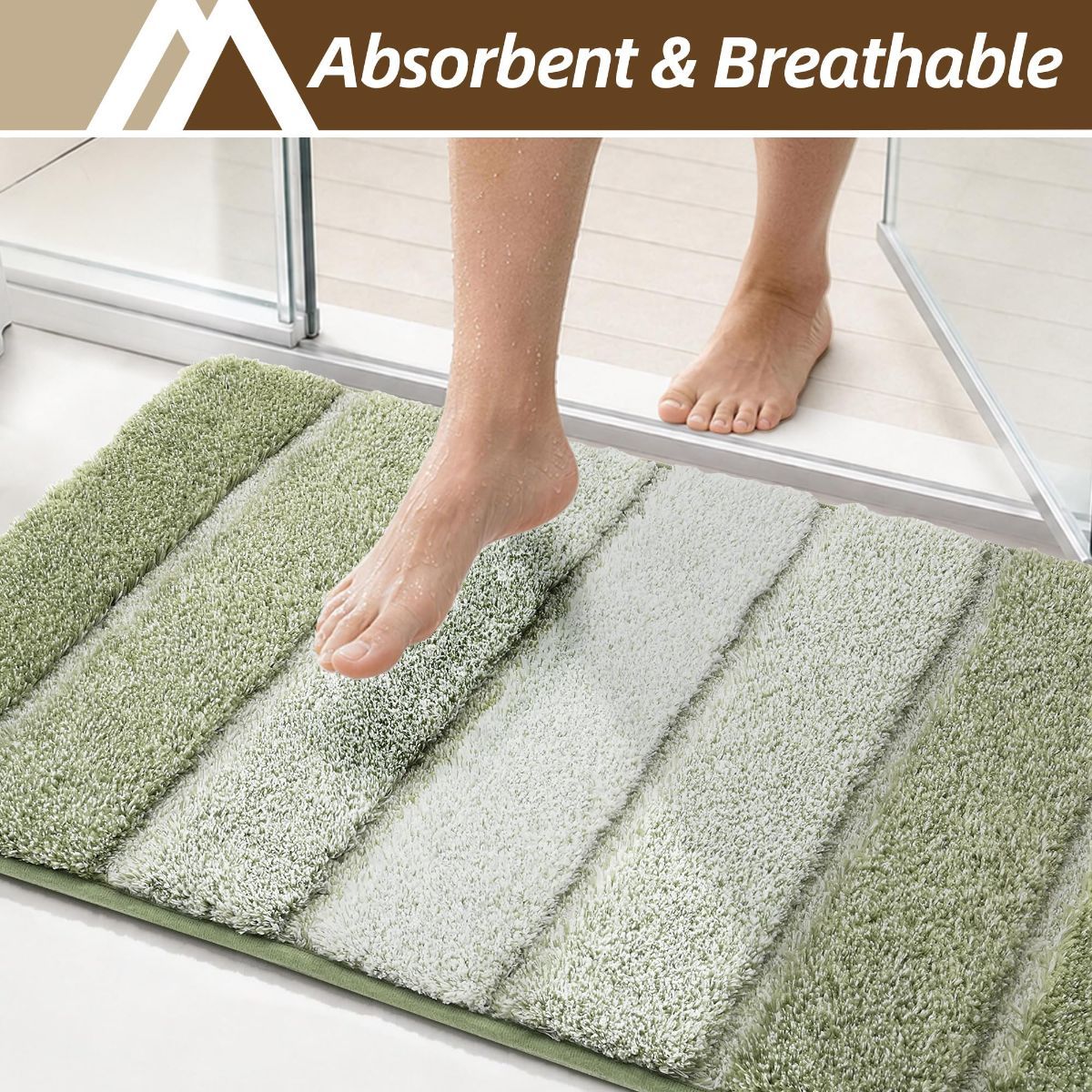 Bathroom Rugs,Ultra Soft Absorbent Bath Mat,Beige | Non-Slip TPR Backing Stays in Place, Machine Washable Bath Rugs Shaggy Rug for Bathroom Floor - Green - Size 50cm*80cm