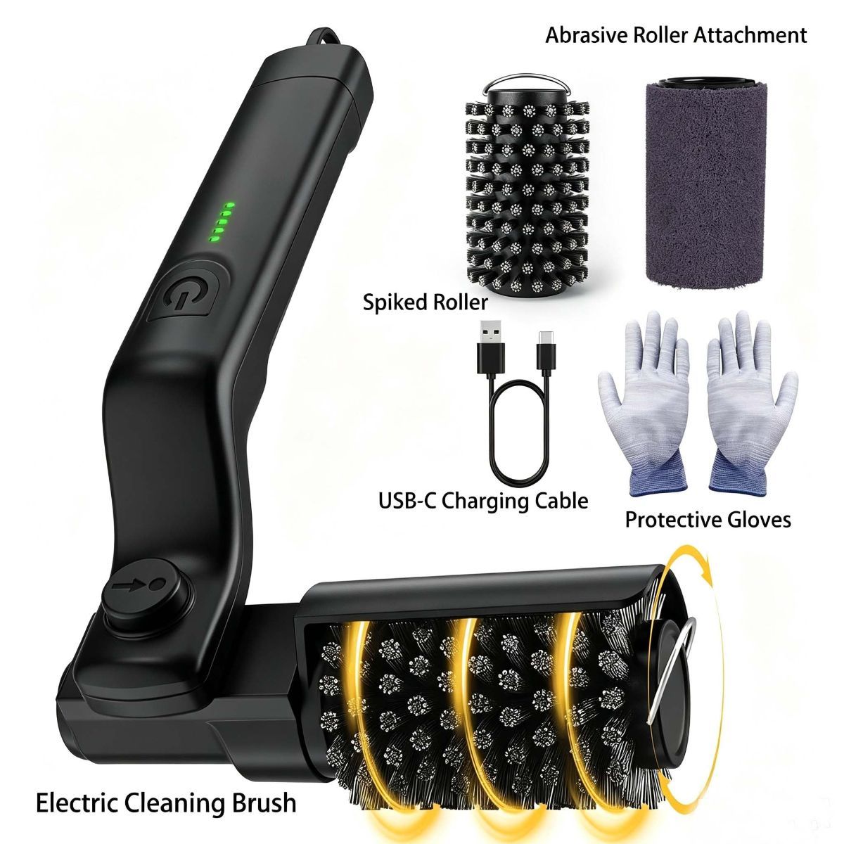 Adjustable-Angle 3-Speed Electric Grill Brush, Type-C, Stainless Steel Angled head,high-speed SS bristles,rotatable splash,3 speeds, cordless, reusable deep grate cleaner with upgraded auto mode.