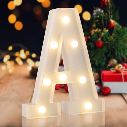 Sign letter E, warm white, 26 letters, 10 numbers, heart and & symbol; for birthday, party, Christmas, home, bar, wedding decoration; DIY word combinations; wall & tabletop display; battery operated.
