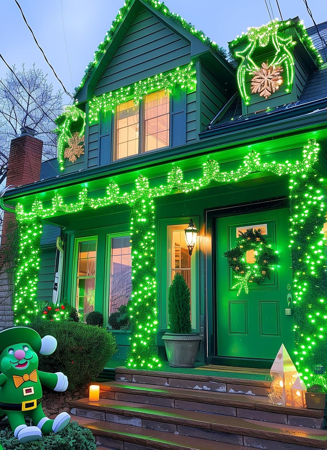 Solar String Lights Outdoor, 2 Pack LED Solar Outdoor Lights | Solar Fairy Lights with 8 Lighting Modes, Waterproof Solar Christmas Halloween Lights for Outside Tree Garden Balcony Gazebo Party - Green - Size 105ft 300-LED String Light