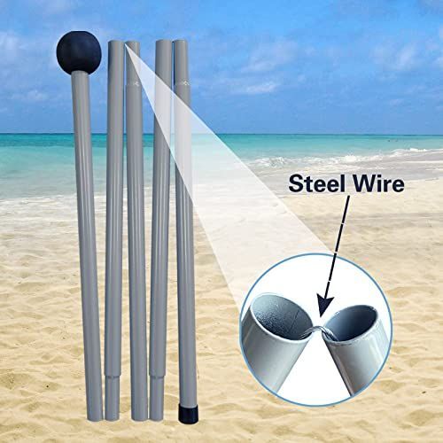 210*170*150CM 4 Poles Beach Tent Shade Canopy with UPF50+ Protection Sun Shelter Portable Camping Tents with Sandbags Poles and Ground Pegs and Anti-Wind Ropes for Beach Outdoor Camping Backyard Picnics - Green