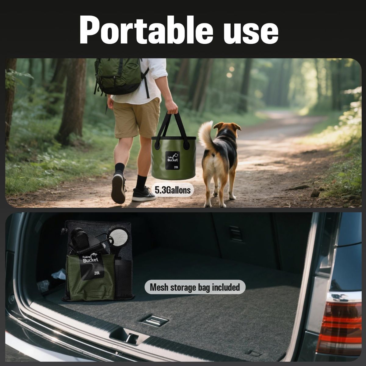 Portable Camping Shower, 6000mAh Rechargeable Outdoor Shower Pump 4 Spray Modes & Speeds, Ipx7 Waterproof, LED Display, Portable Shower for Camping, Car & Pet - Black - Size 5.3-gallon bucket and spray gun