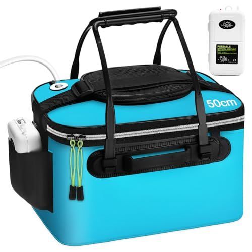 8 Gallon Foldable Fishing Bucket Portable Aerator EVA Live Bait Bucket Quiet Air Pump - Gray