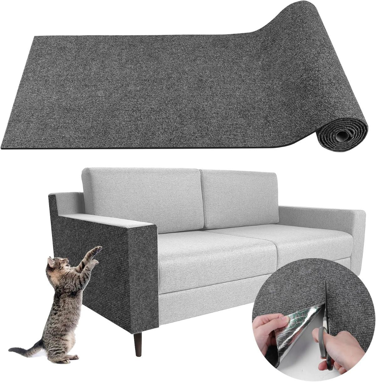 Cat Scratching Pad DIY Cat Accessory Cat Furniture Protection Cat Climbing - Brown - Size 15.8''×118''