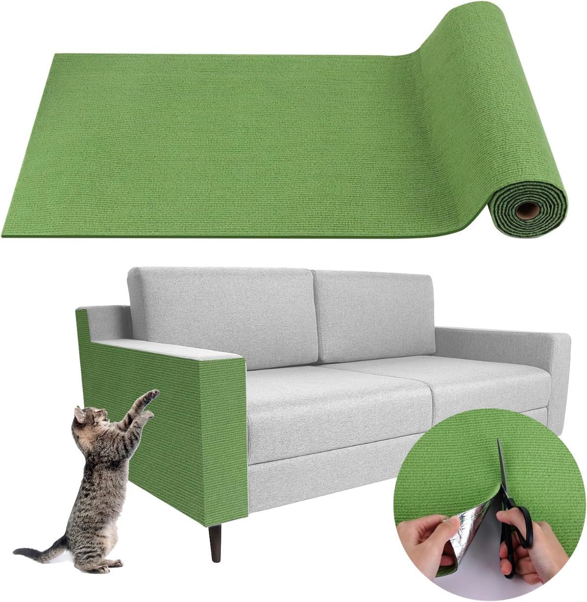 Cat Scratching Pad DIY Cat Accessory Cat Furniture Protection Cat Climbing - Green - Size 15.8''×118''