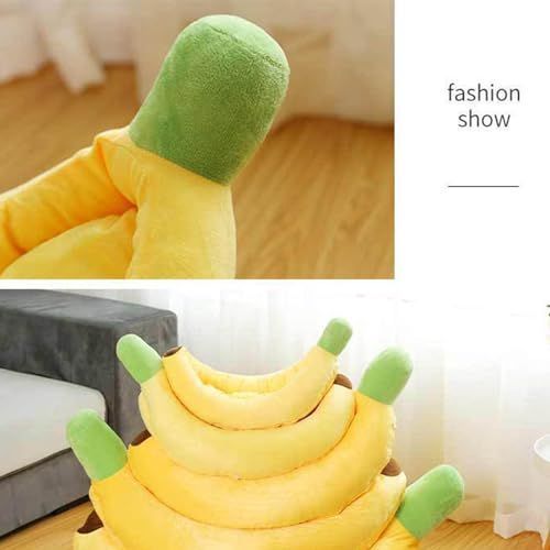 Banana Bed, Banana Shaped Pet Bed for Cats & Small Dogs - Cozy Cave Design with Machine Washable Cover, Non-Slip Bottom & Soft Faux Fur Lining, Multiple Sizes (S-XL) for Year-Round Comfort - Pink - Size X-Large