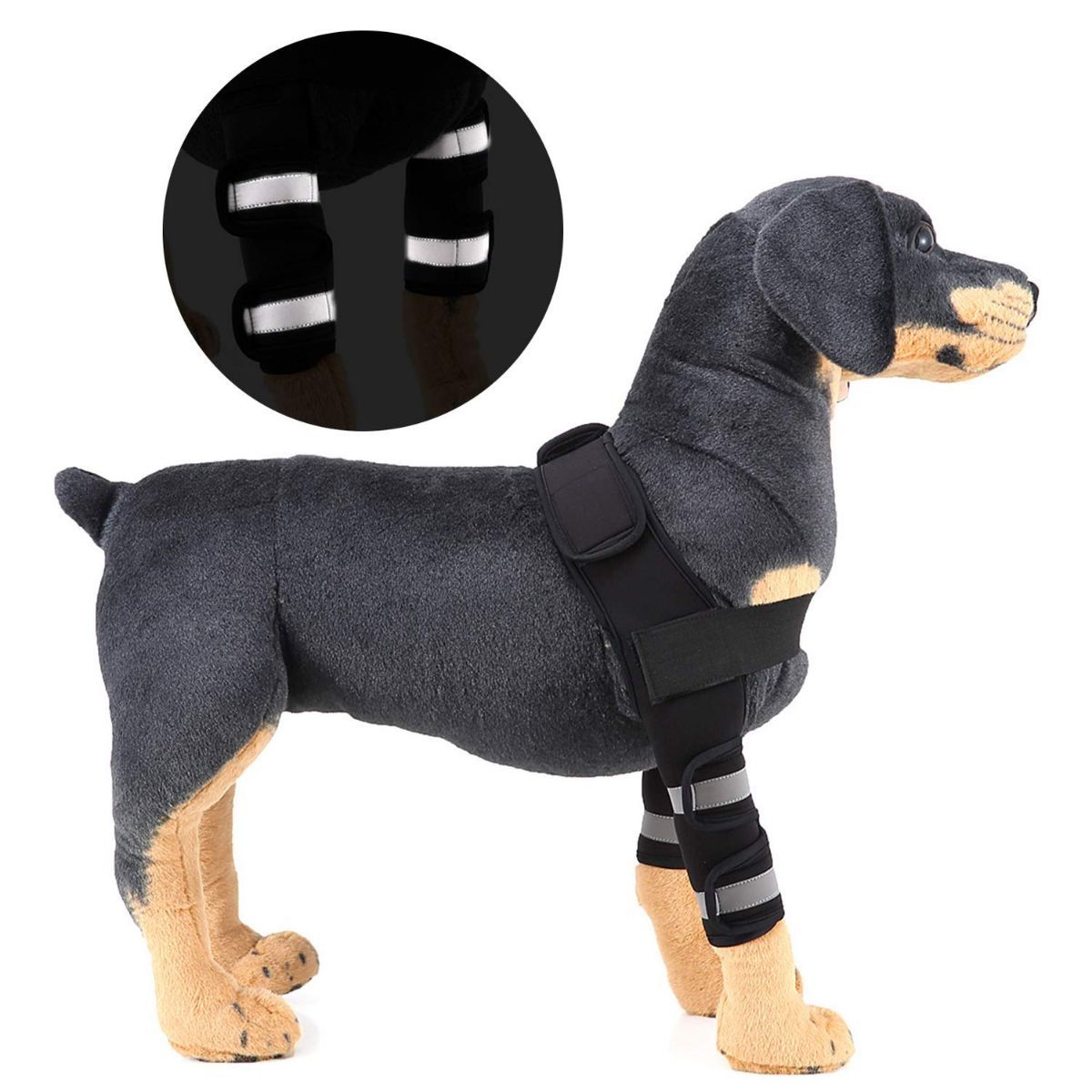 Dog Canine Shoulder Brace with Reflective Stripes Front Leg Elbow Protector for Arthritis Recovery Wounds Healing Prevents Injuries Sprains, Neoprene Sport Protect Joint Wrap - Black - Size S