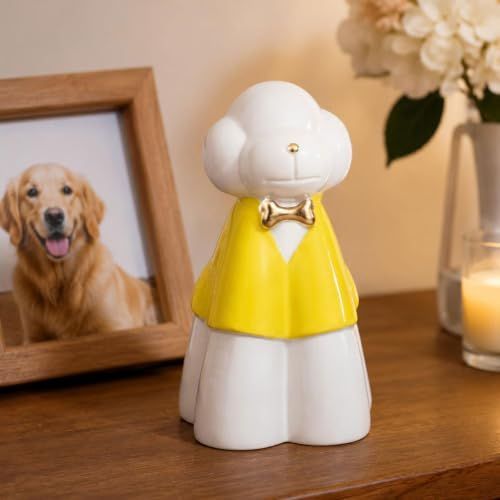 Glazed Ceramic Memorial Urn for Pets, A Sealed Display Holder with Home Shelf Placement and Quiet Remembrance Accent - Yellow - Size 20.5*12.5cm