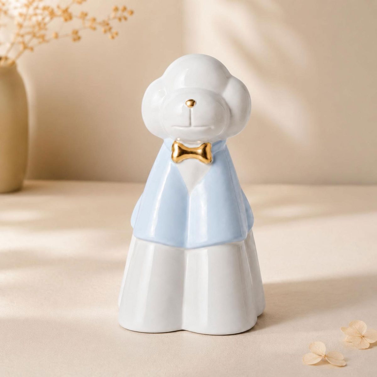 Glazed Ceramic Memorial Urn for Pets, A Sealed Display Holder with Home Shelf Placement and Quiet Remembrance Accent - Yellow - Size 20.5*12.5cm