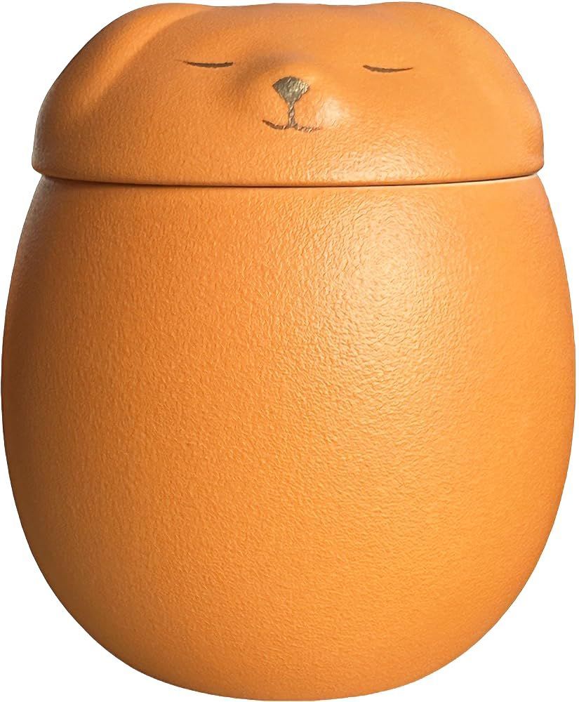 Small Dog Urn,Pet Urn,Pet Urns for Dogs,Pet Cremation Urn,Dog Urns for Ashes,Ceramic Dog Loss, Keepsake for pet Dogs, Handmade - Orange - Size S