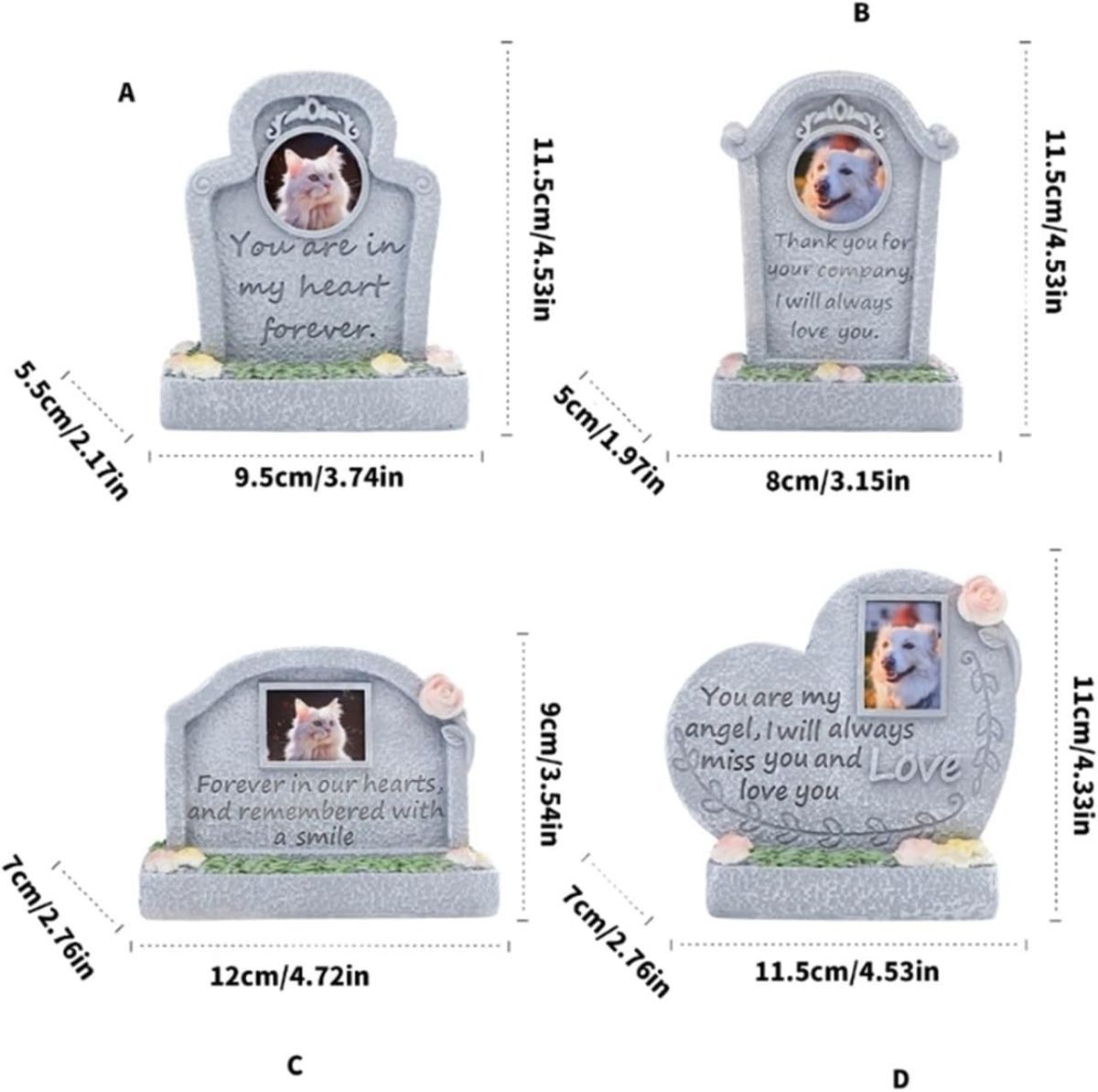 Pet Memorial Stone for Loss of Dog or Cat-Resin Dog Memorial Gifts with Flower Language Design-Heartfelt Pet Loss Sympathy Gift-Dog Passing Away Remembrance Keepsake - Gray - Size Immutability