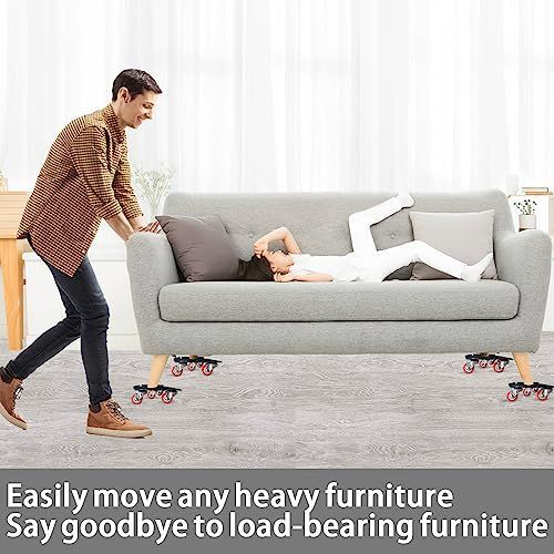 Large Furniture-Dolly-Furniture-Movers with-5-Wheels, Furniture Sliders Lifters Tool Set for Moving Heavy Duty, Furniture Dollies - Black-red