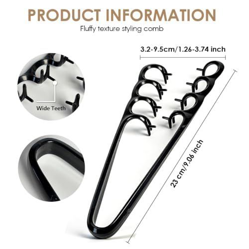 Texture Comb Wide-Tooth Hair Styling Comb for Root Lift, Smooth Upgraded Wide-Tooth Design Creates Root Lift and Fluffy Volume for Short Hair,Bangs,and Daily Styling - Black - Size 23cm