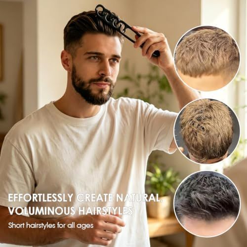 Texture Comb Wide-Tooth Hair Styling Comb for Root Lift, Smooth Upgraded Wide-Tooth Design Creates Root Lift and Fluffy Volume for Short Hair,Bangs,and Daily Styling - Black - Size 23cm